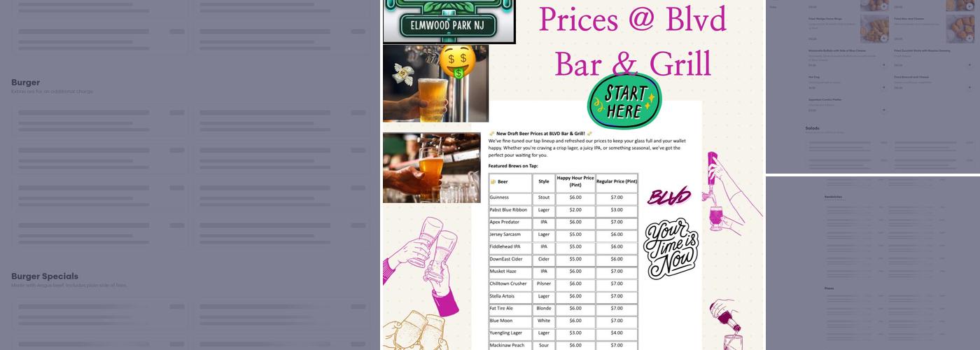 BLVD Bar and Grill Menu