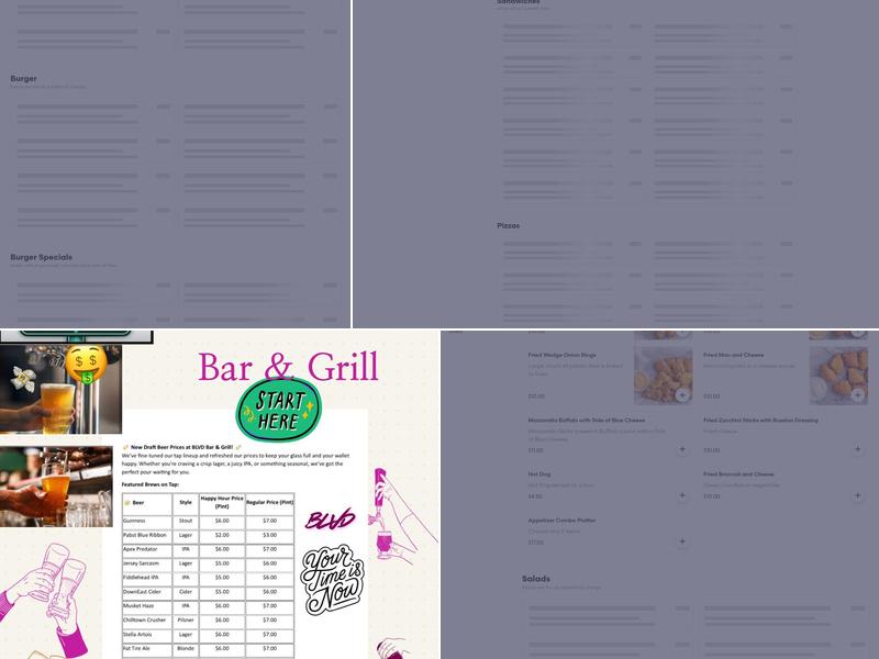 BLVD Bar and Grill Menu