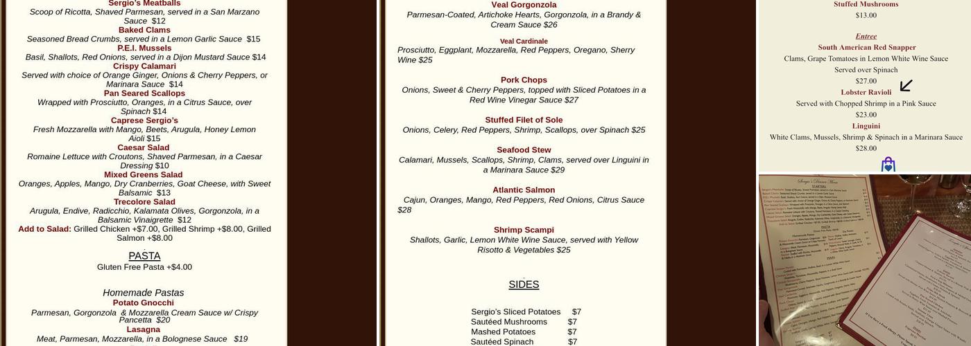 Sergio's Menu