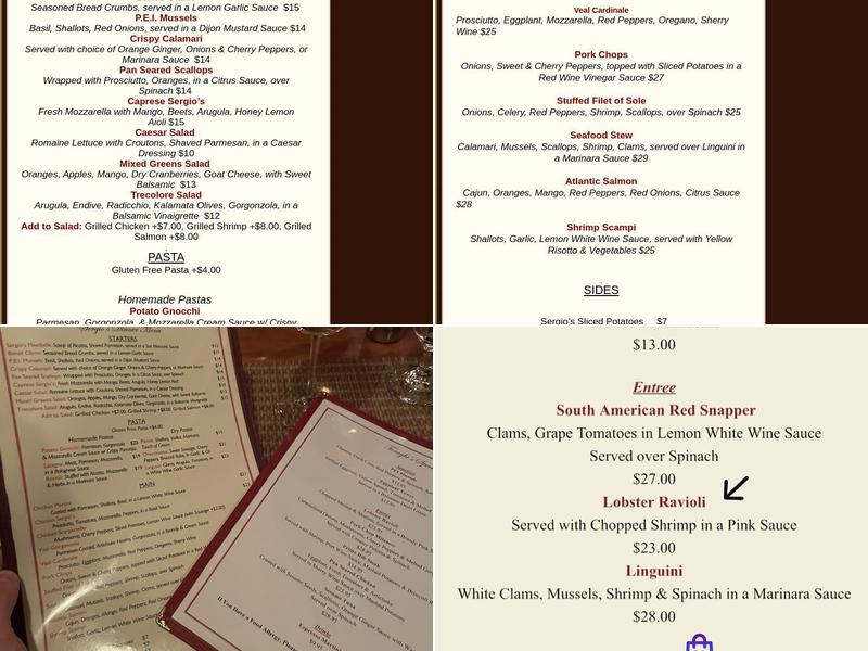 Sergio's Menu