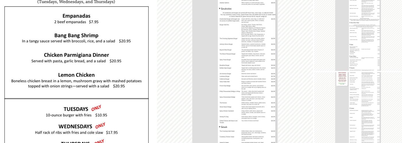 Valhalla Crossing Menu