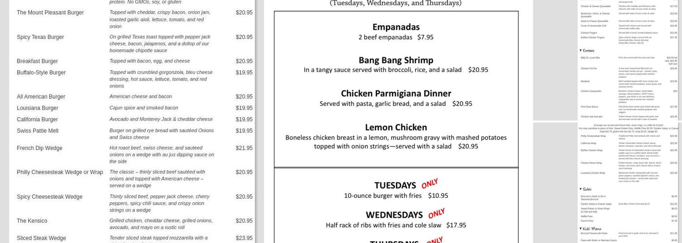 Valhalla Crossing Menu