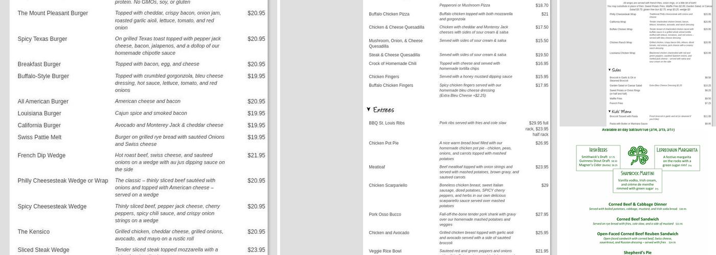 Valhalla Crossing Menu