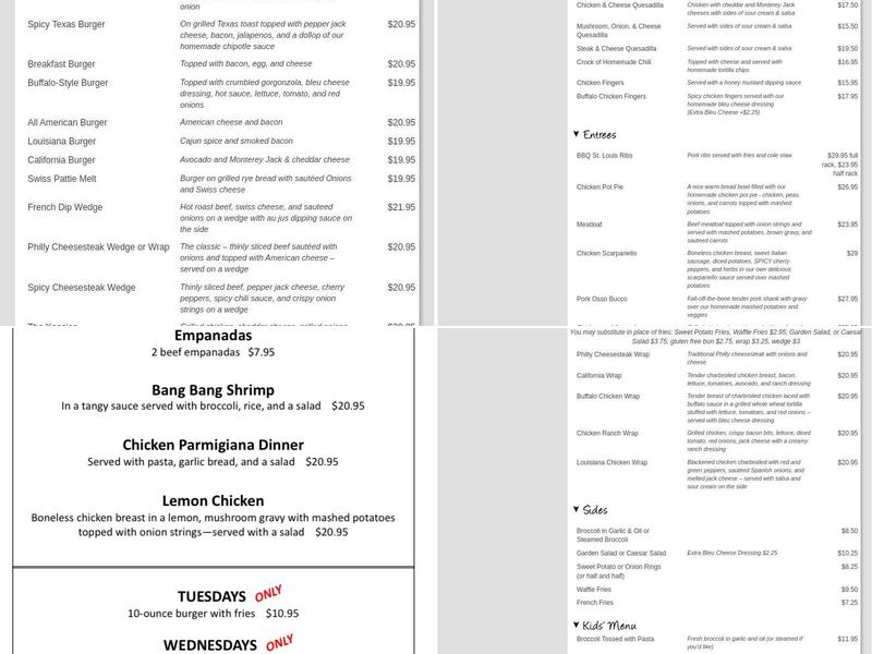 Valhalla Crossing Menu