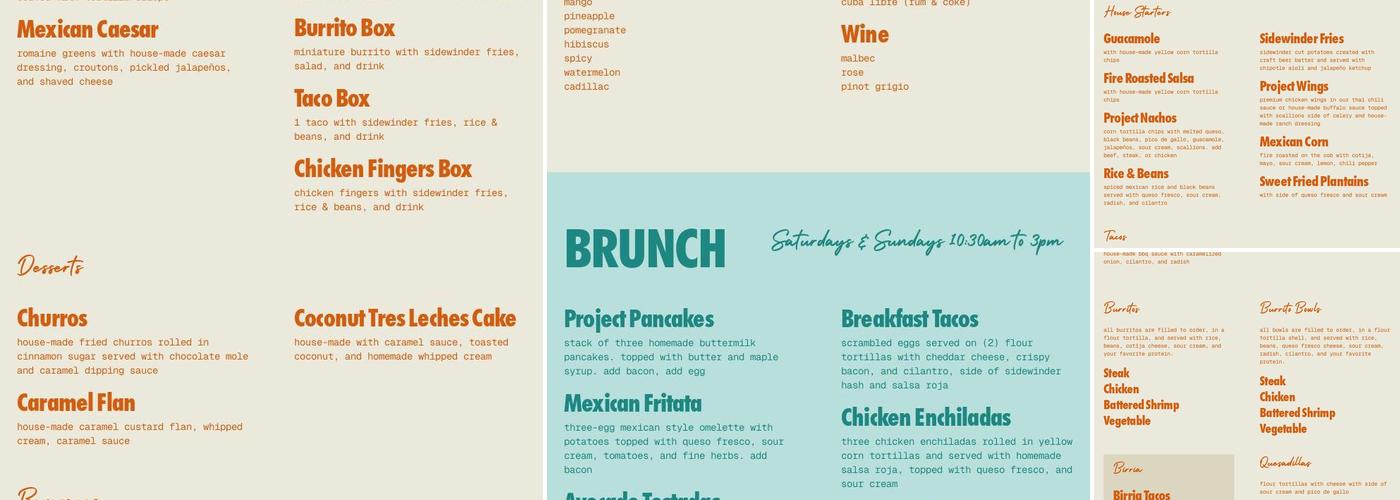 The Taco Project Menu