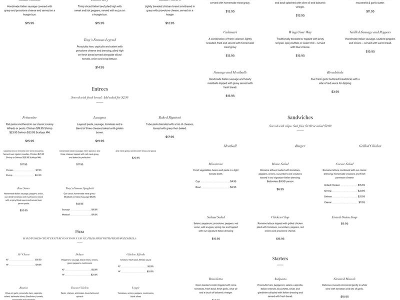 Maucieri's Italian Bistro Menu