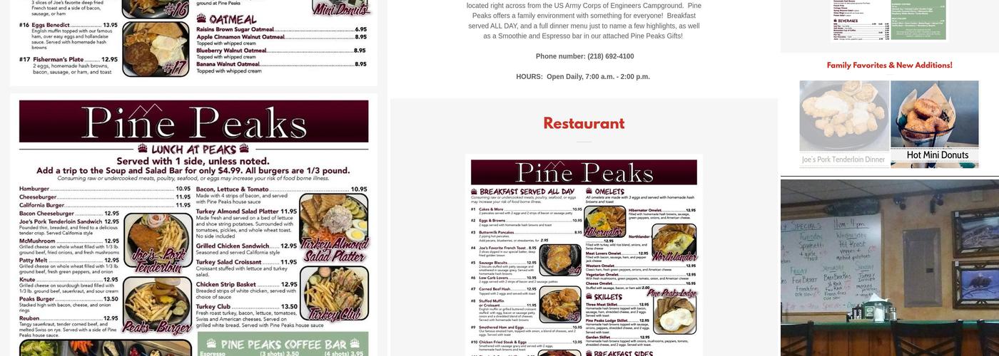 Pine Peaks Restaurant Menu