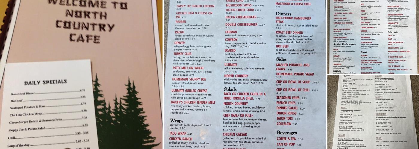North Country Cafe Menu