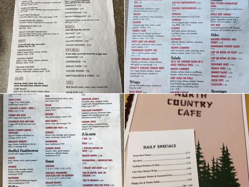 North Country Cafe Menu