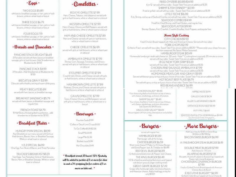 Kings Cafe Menu