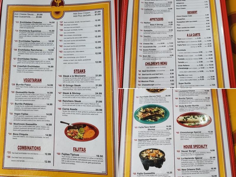 La Hacienda Menu