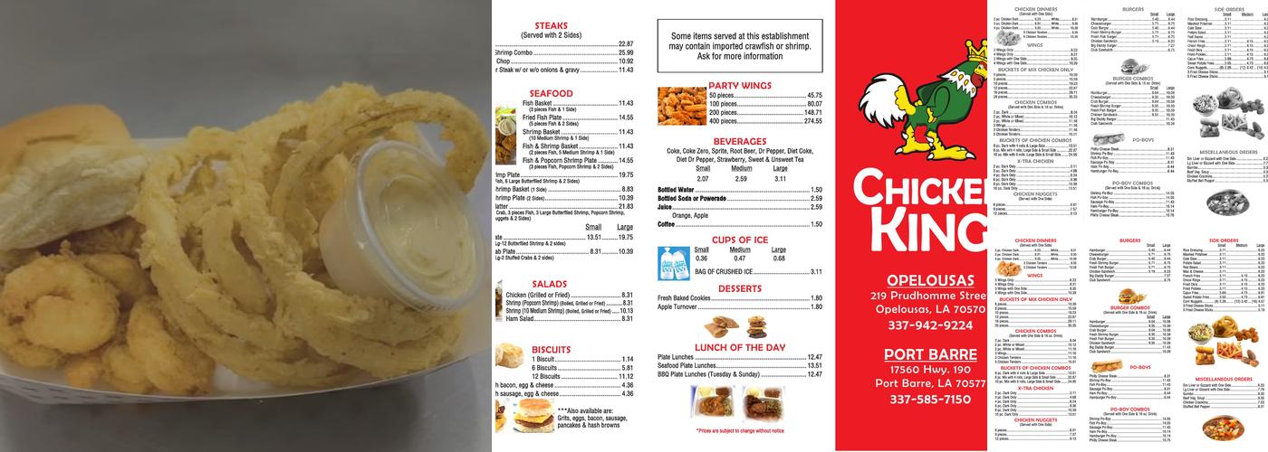 Chicken King Menu