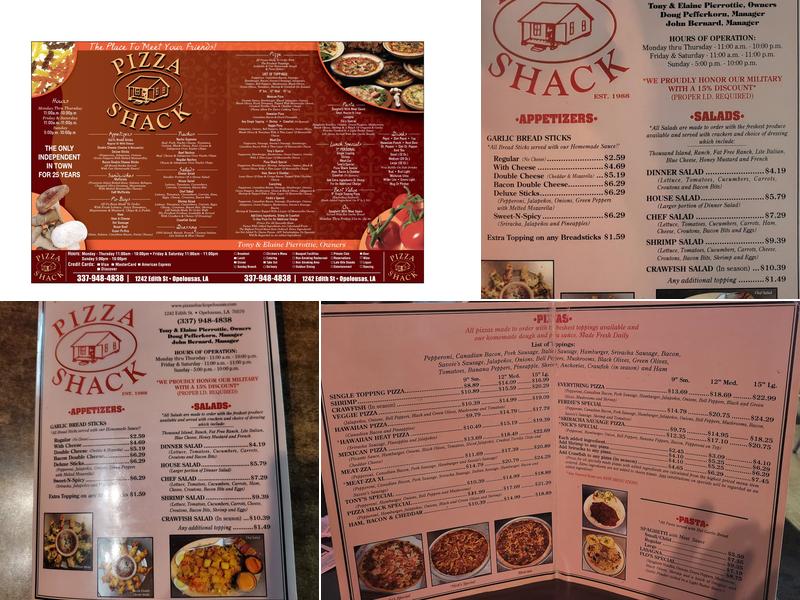 Pizza Shack Inc Menu