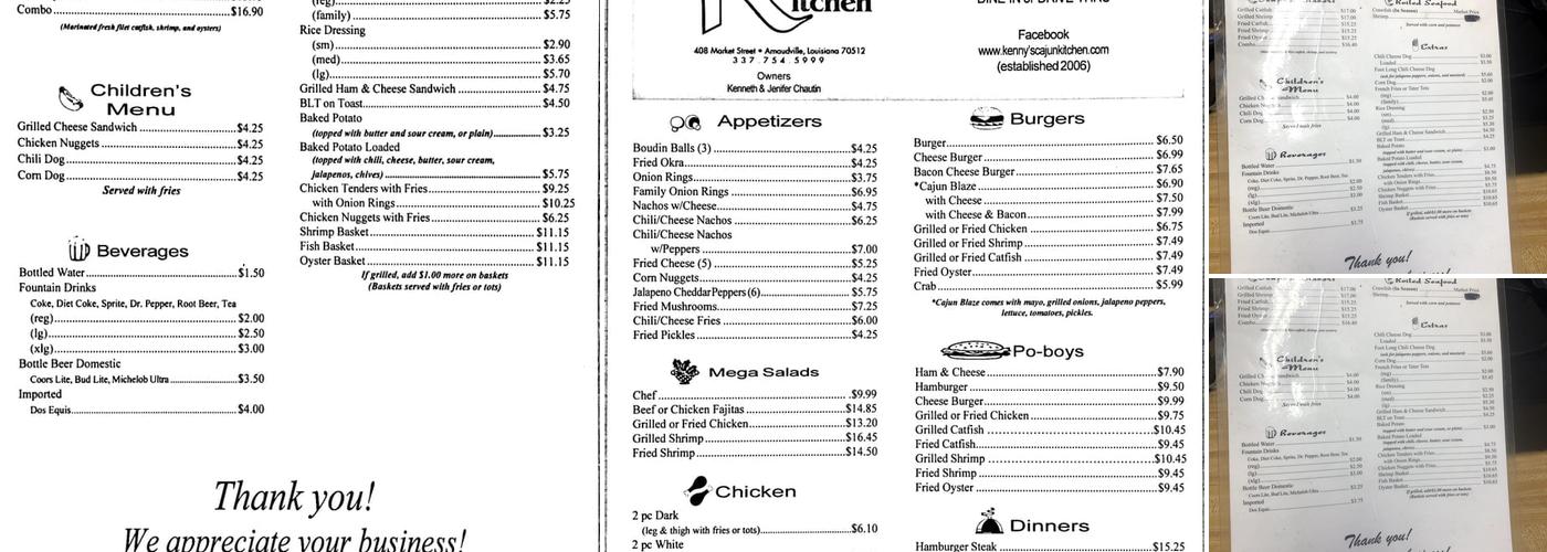 Kenny's Cajun Kitchen Menu