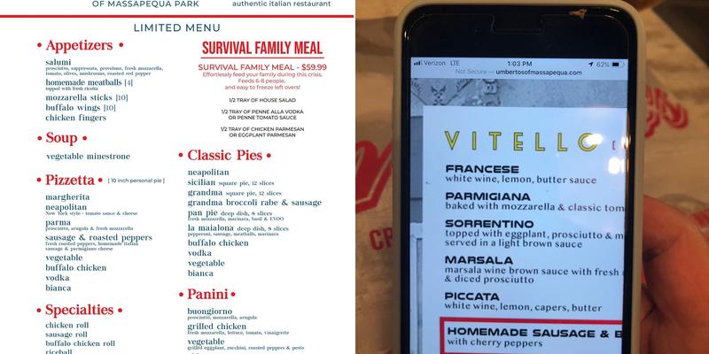 Umberto’s of Massapequa Park Menu