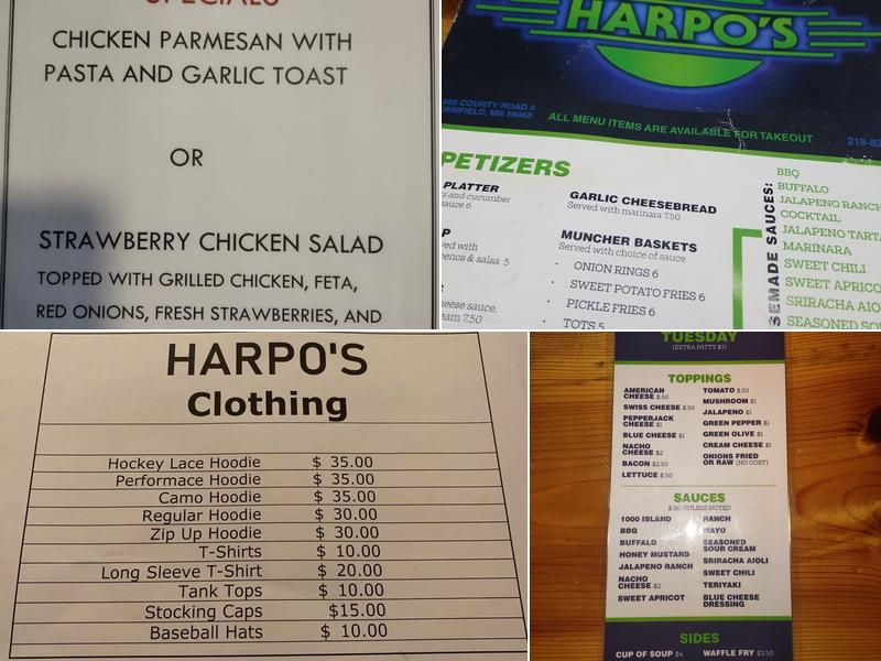 Harpo's Saloon Menu
