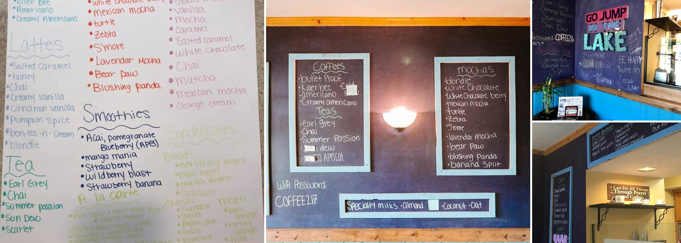 Crosslake Coffee Menu