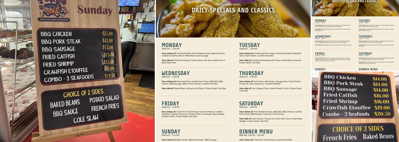 Poche's Market & Restaurant Menu