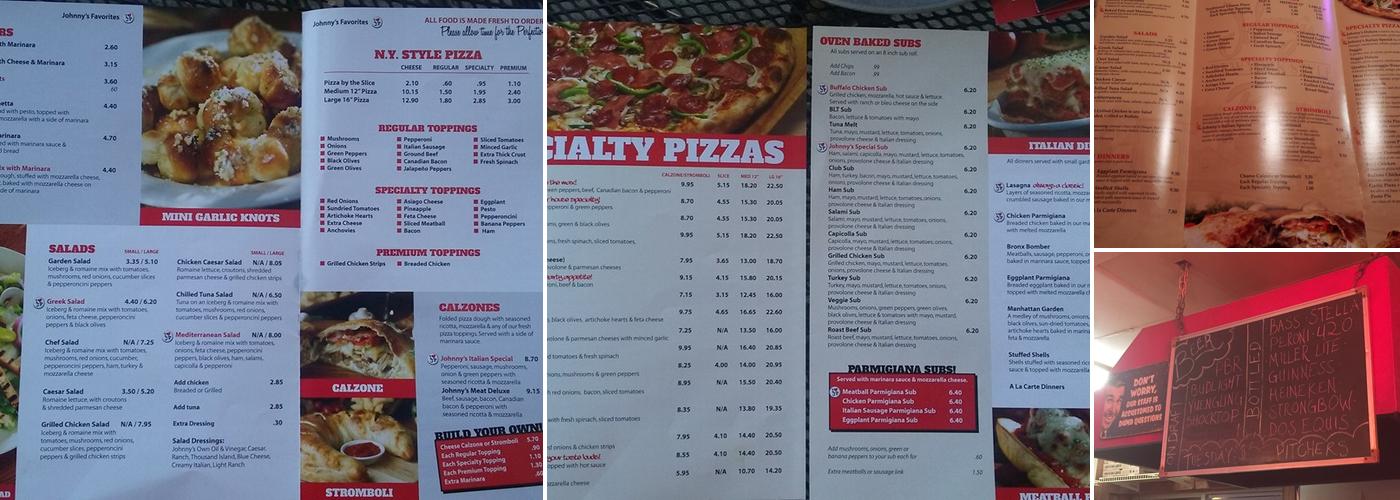 Johnny's New York Style Pizza Menu