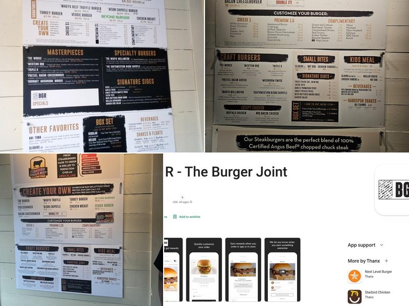 BGR Burgers Grilled Right Menu