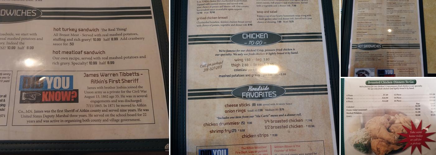 Roadside Restaurants Menu