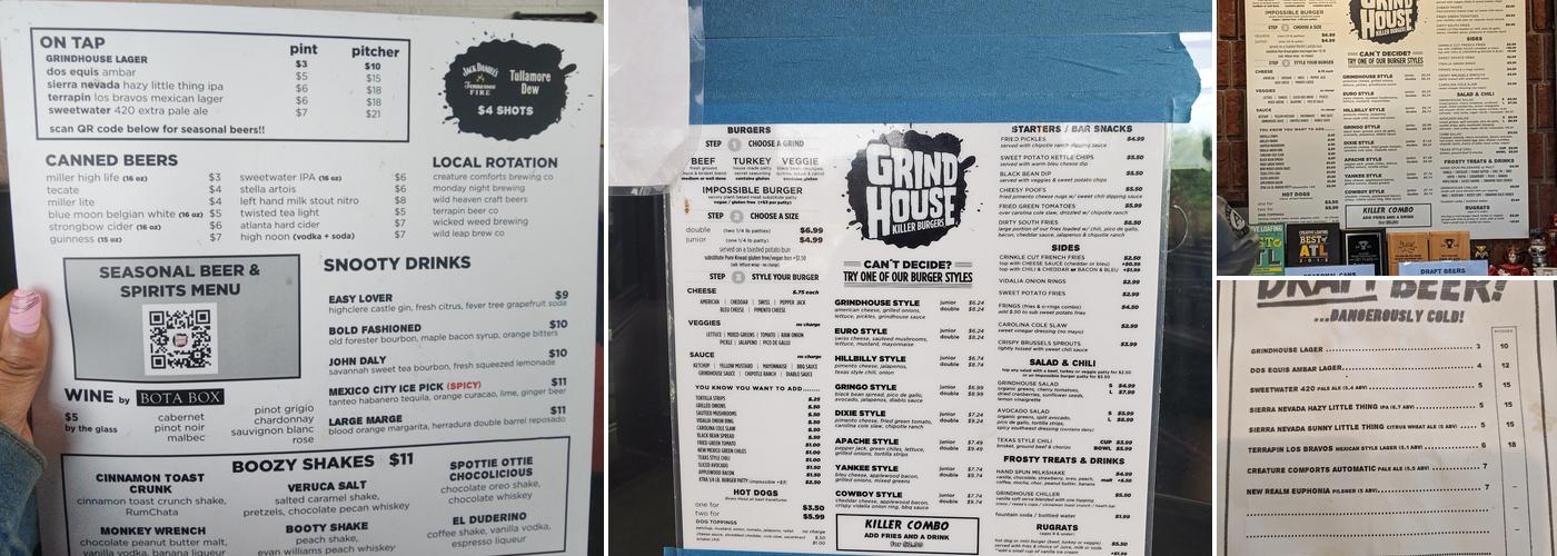 Grindhouse Killer Burgers Menu