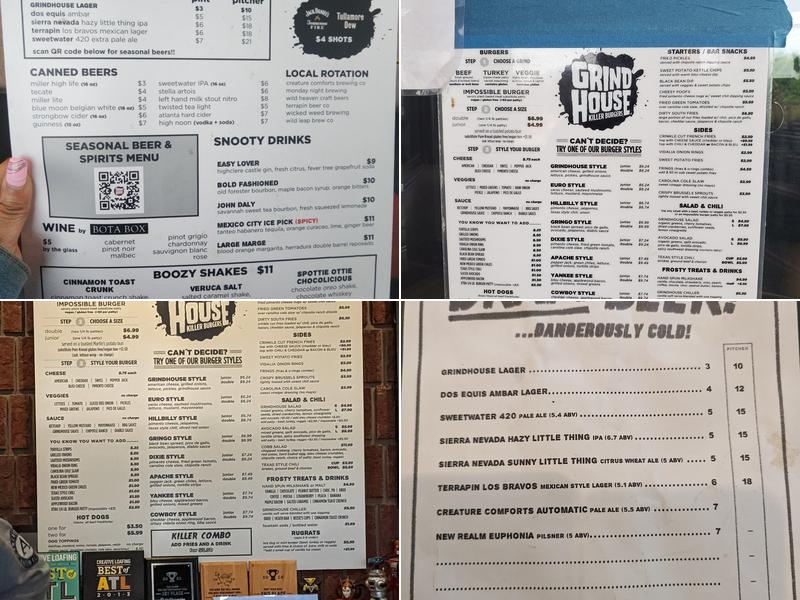 Grindhouse Killer Burgers Menu