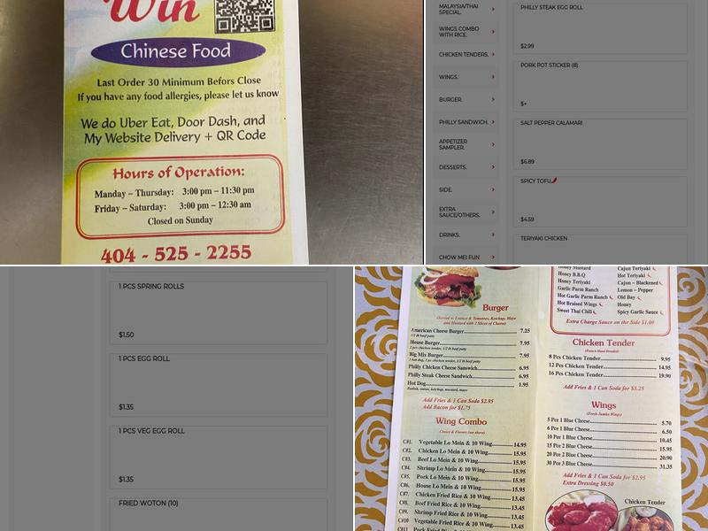 Burger Win Menu