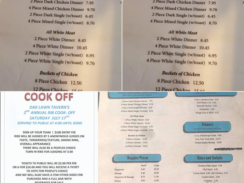 Oak Lawn Tavern Menu