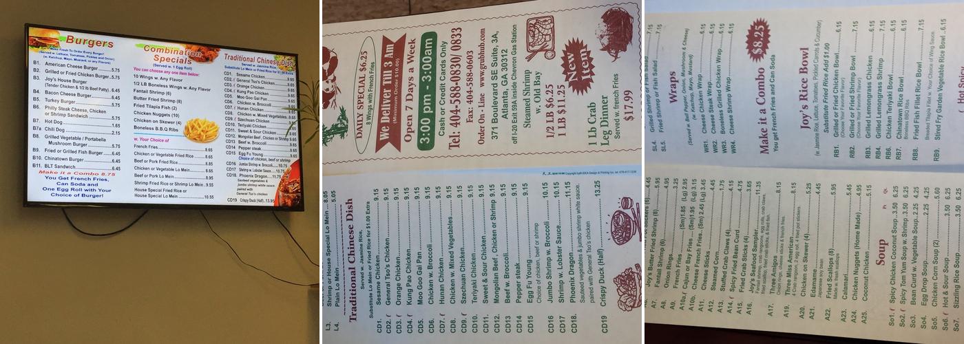 Burger Joy Menu