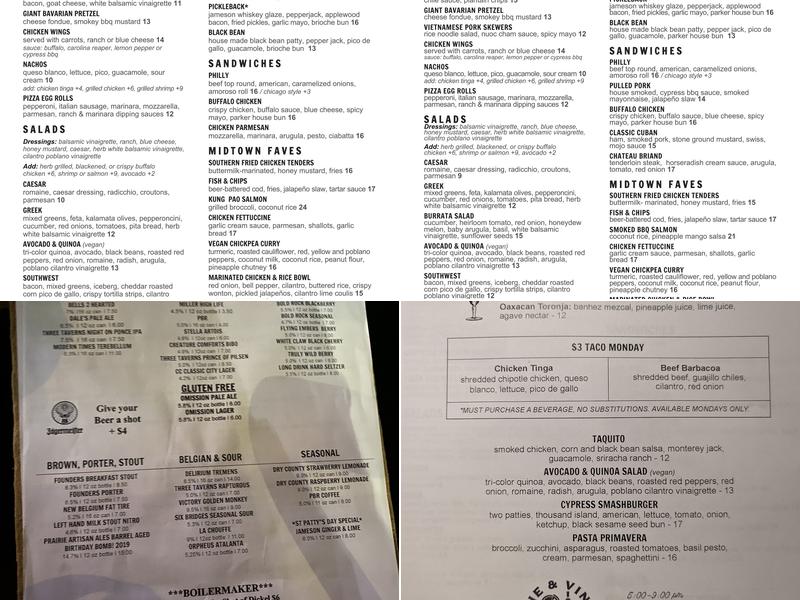 Cypress Street Pint & Plate Menu