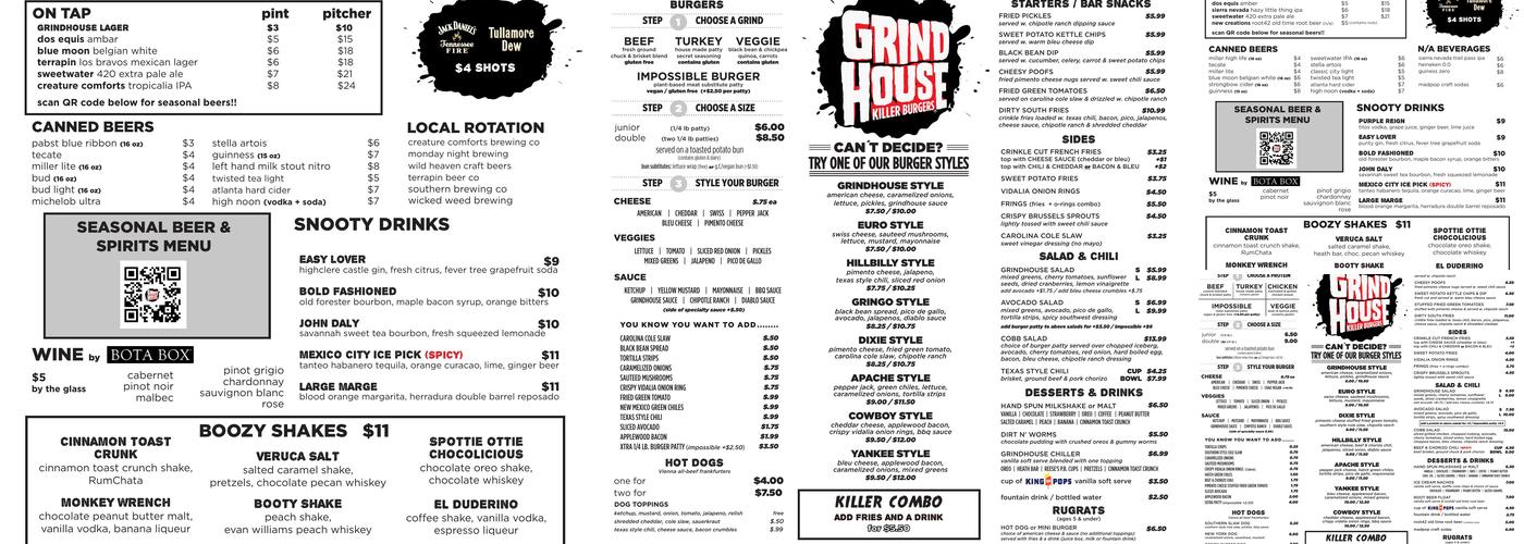 Grindhouse Menu