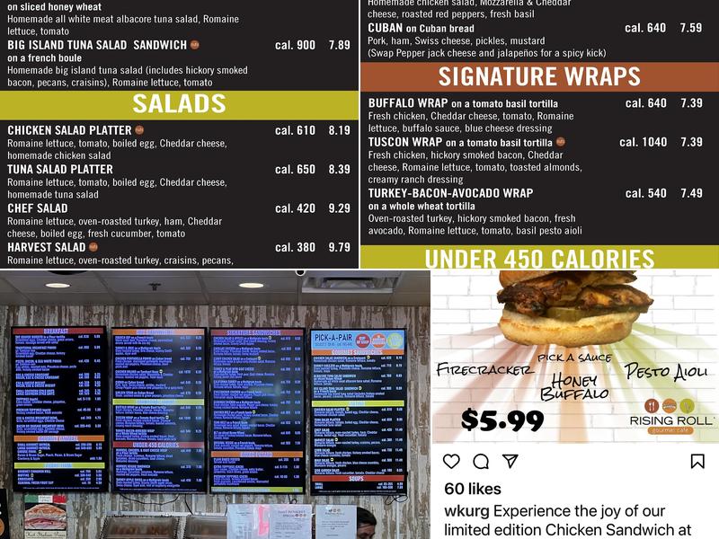 Rising Roll Gourmet Cafe' Menu