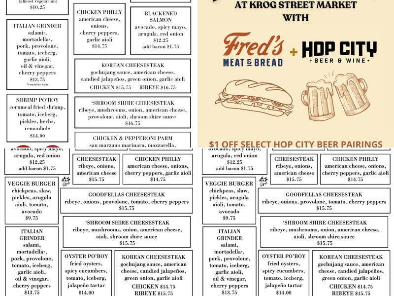 Fred's Meat & Bread Menu