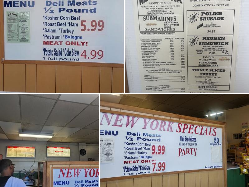 New York Sandwich Shop Menu