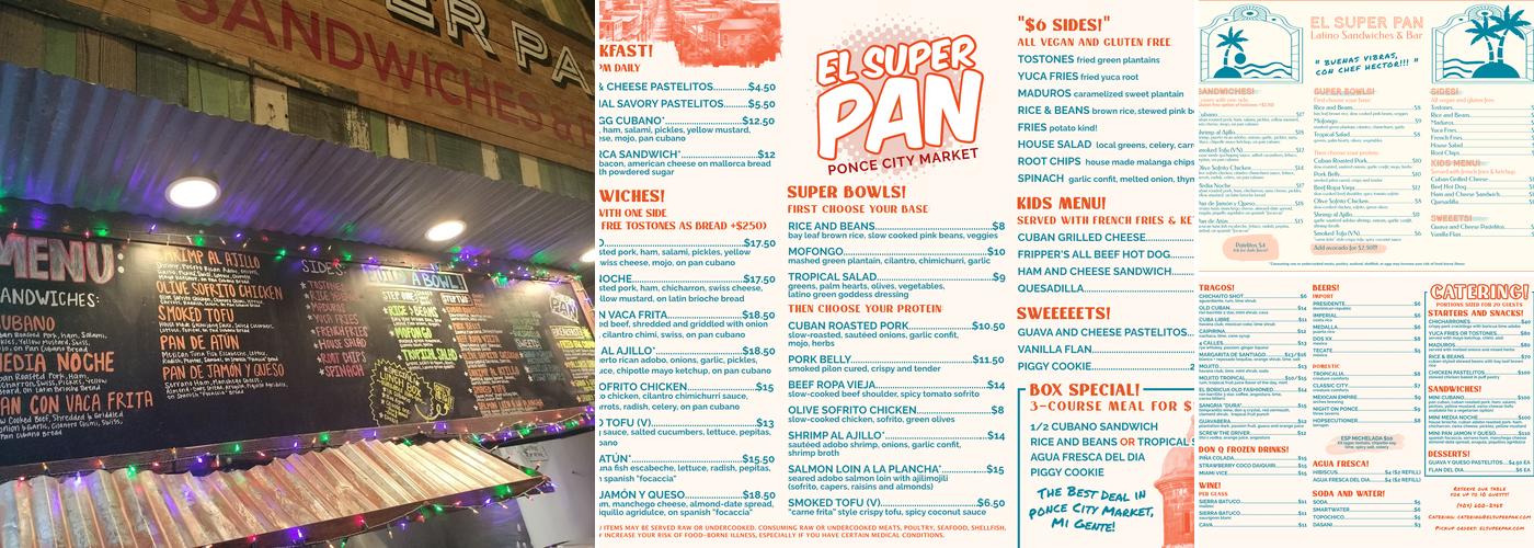El Super Pan Latino Sandwiches & Bar Menu