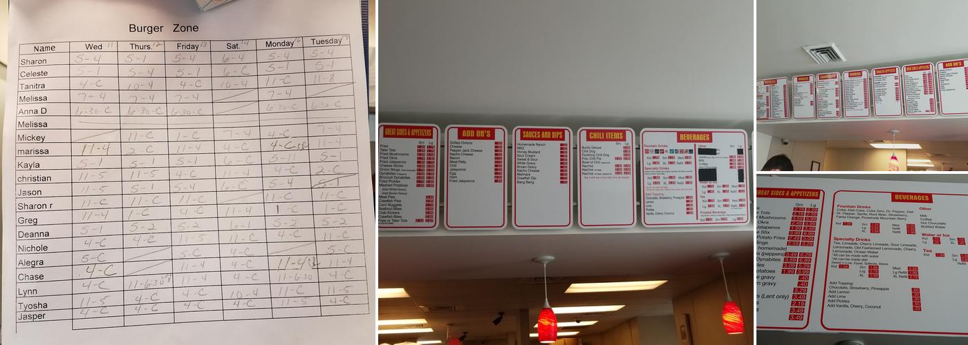 Burger Zone Menu