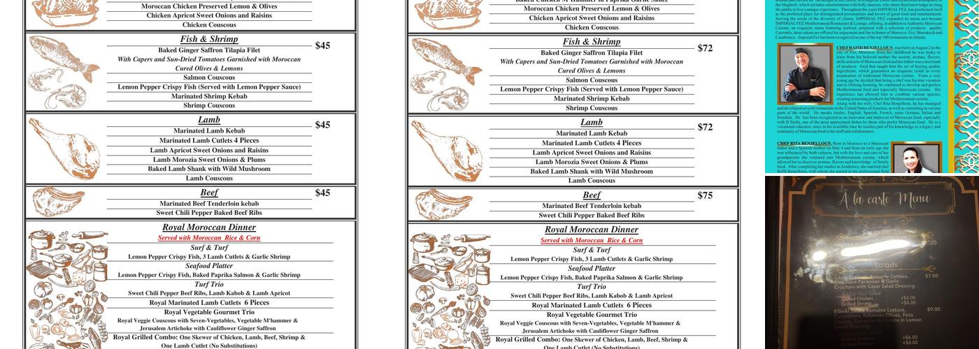 Imperial Fez Mediterranean Restaurant & Lounge Menu