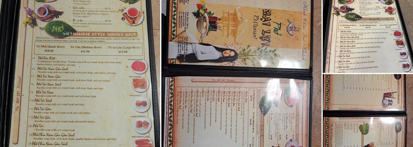 Pho Dai Loi #2 Menu