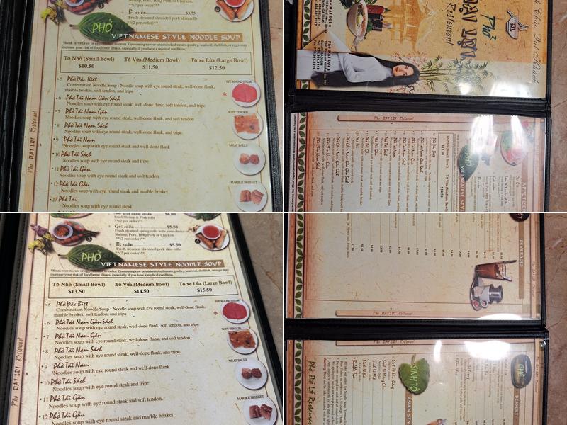Pho Dai Loi #2 Menu