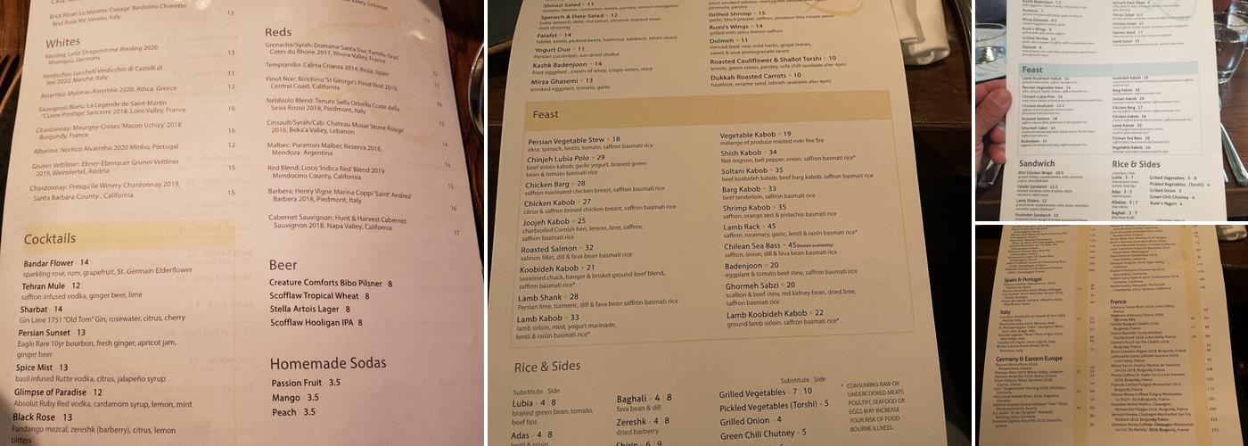 Rumi's Kitchen Menu