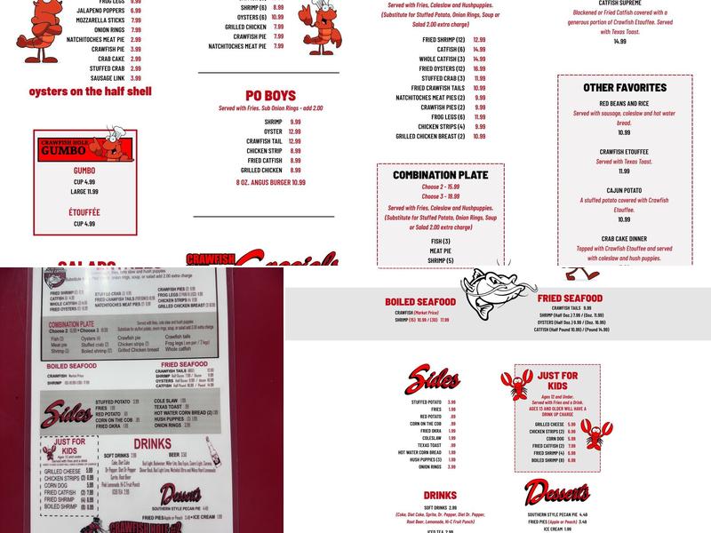 Crawfish Hole #2 Steak & Seafood Restaurant Menu