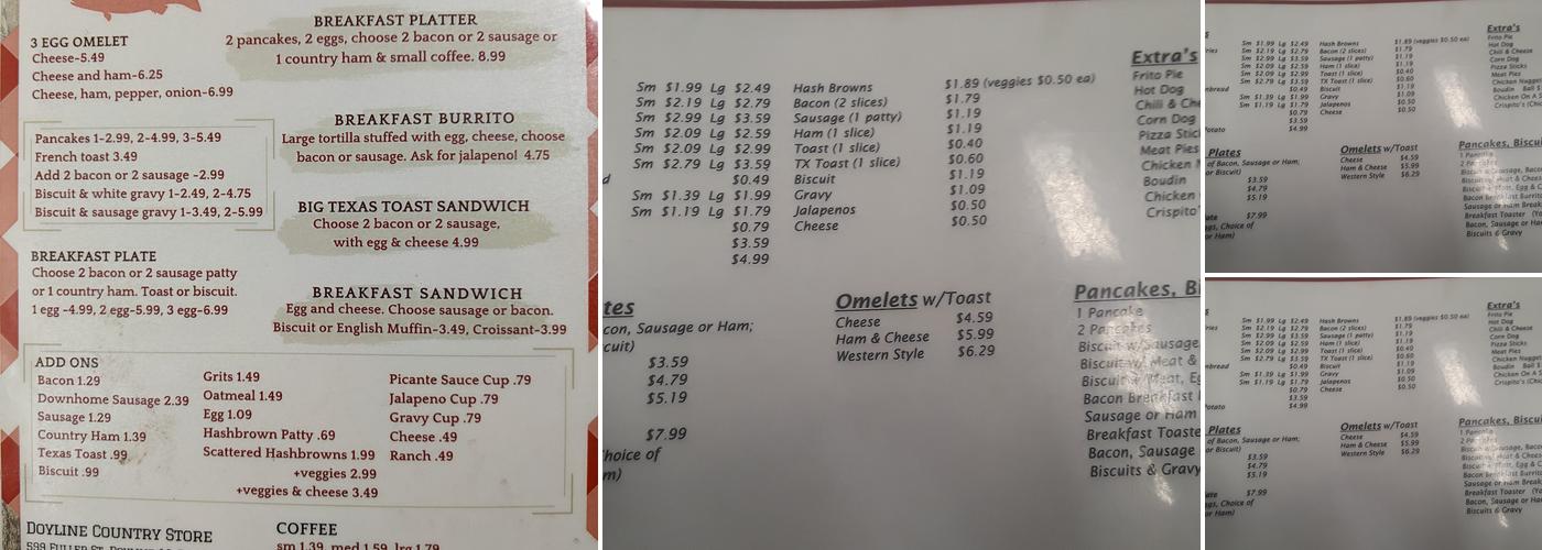 Tina's Kitchen Menu