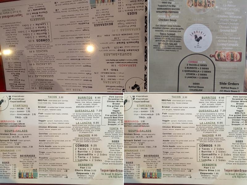 Taqueria on Broad Menu