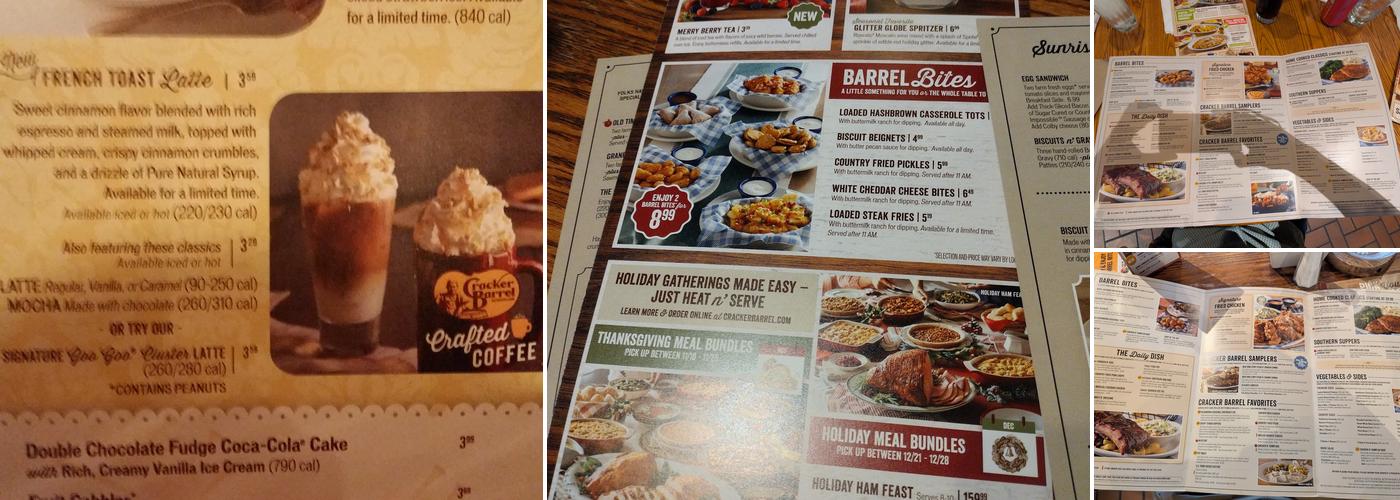 Cracker Barrel Old Country Store Menu