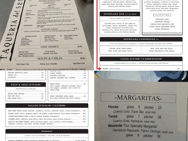 Taqueria del Sol Menu