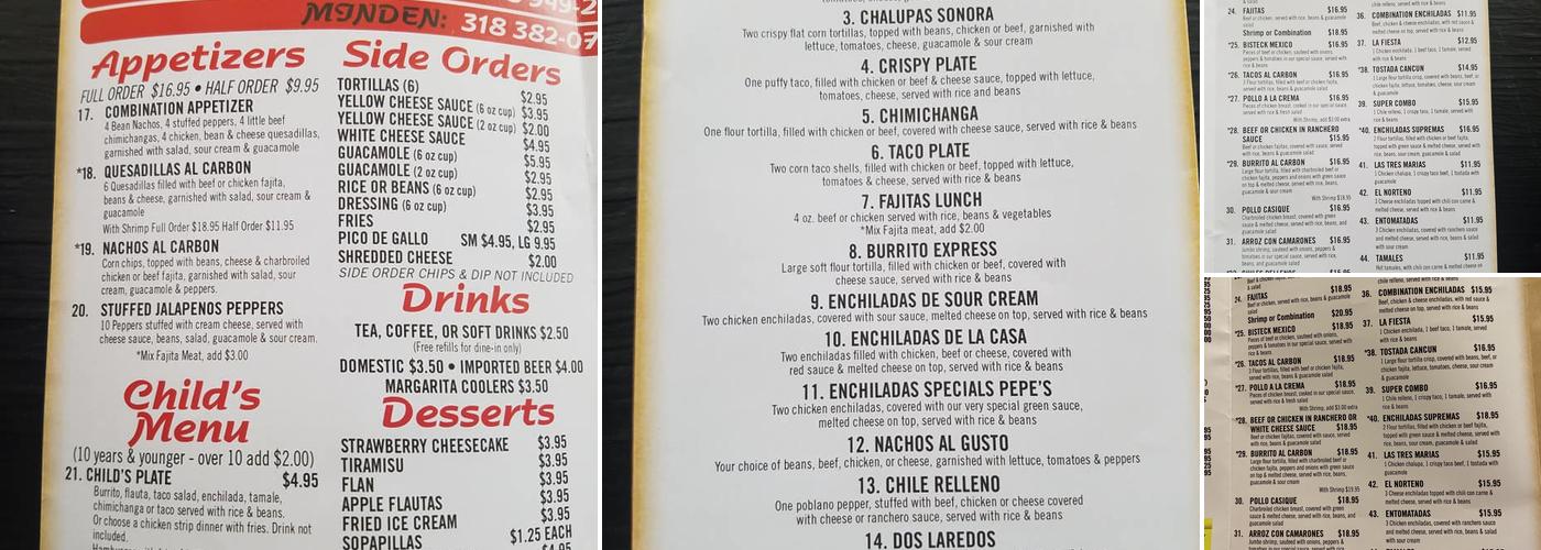 Pepe's Menu