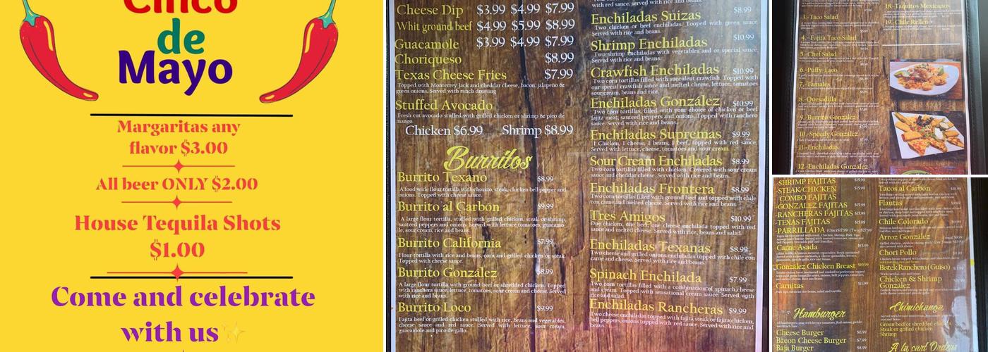 Gonzalez Mexican Restaurant Menu