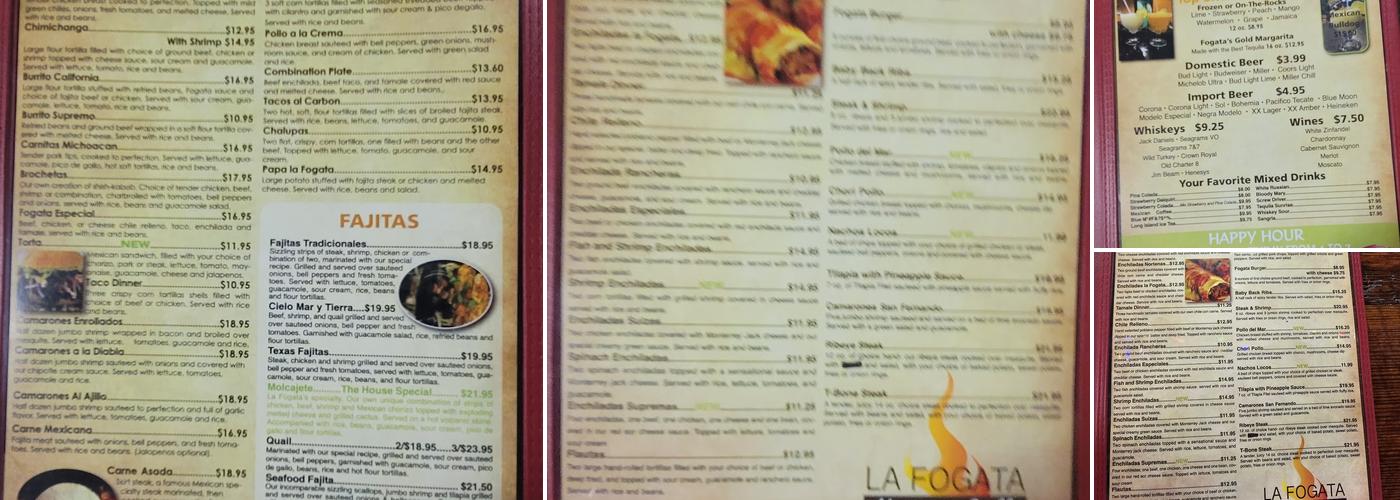 La Fogata Menu