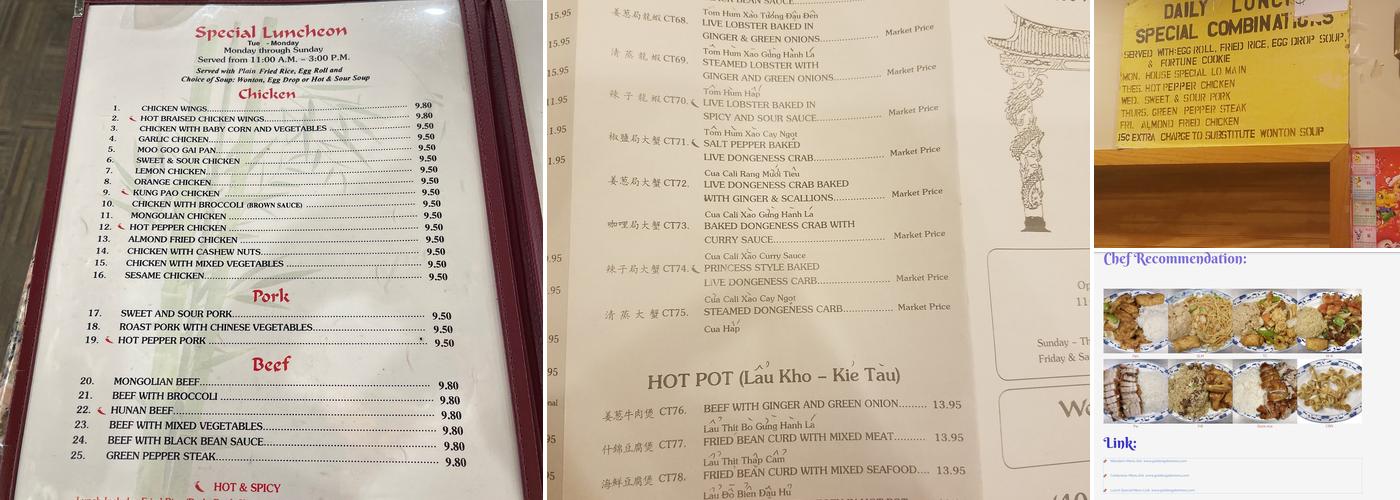 Golden Gate Chinese Restaurant Menu
